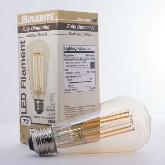 Nostalgic LED Filament Bulb - 7 Watt - Edison Style ST18 - 2200K