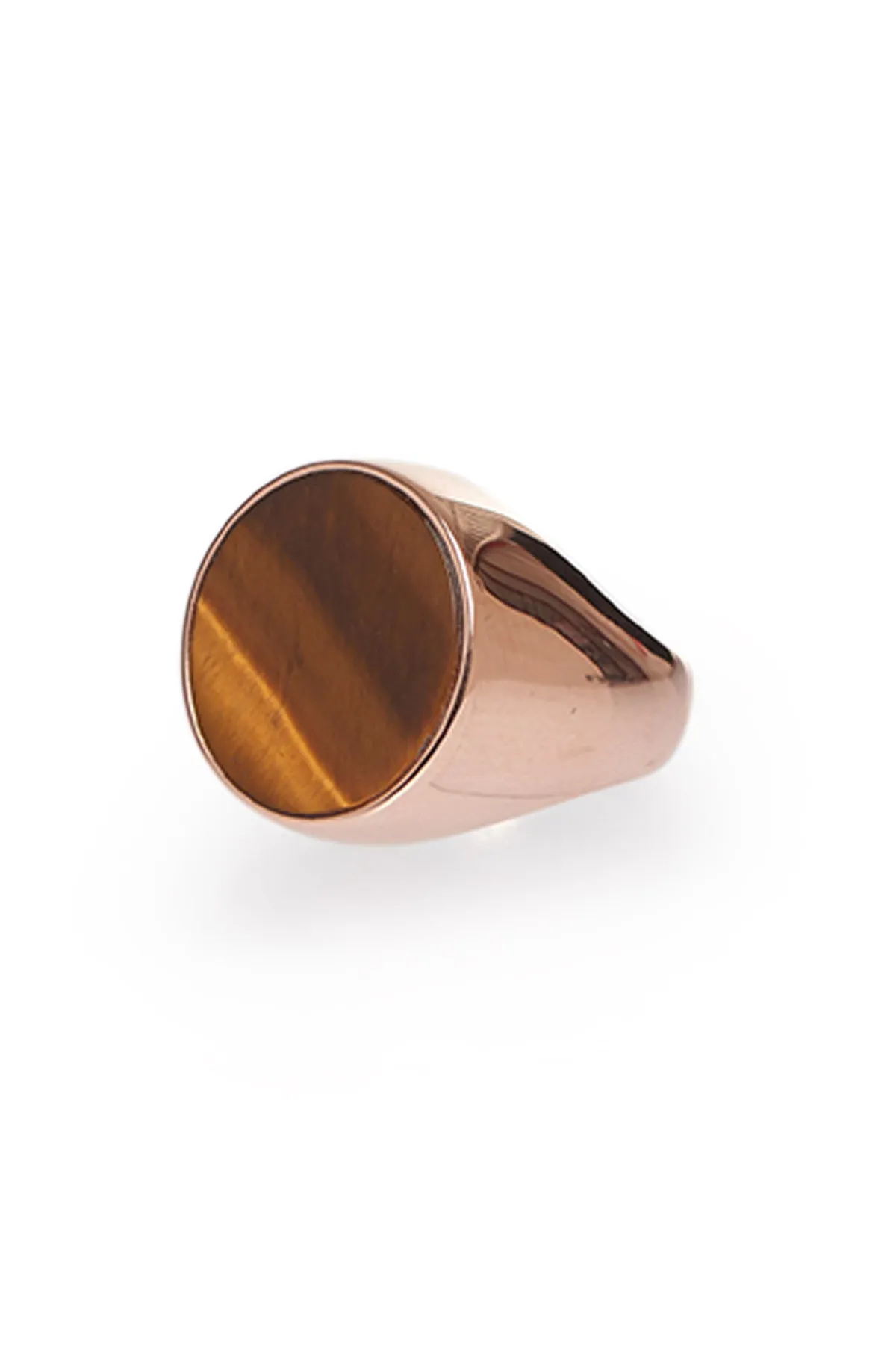 “One Ounce” Signet Ring in Rose Gold & Tiger's Eye