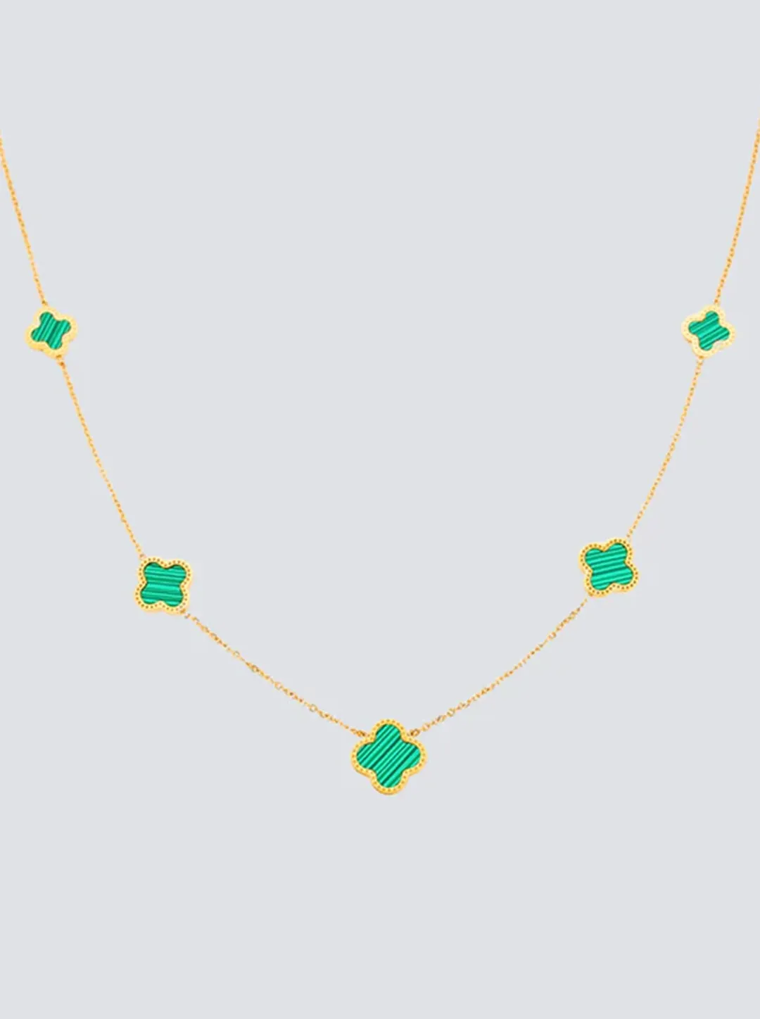 Ornaio 18k Gold Plated Anti-tarnish Clover Necklace in Emerald Green