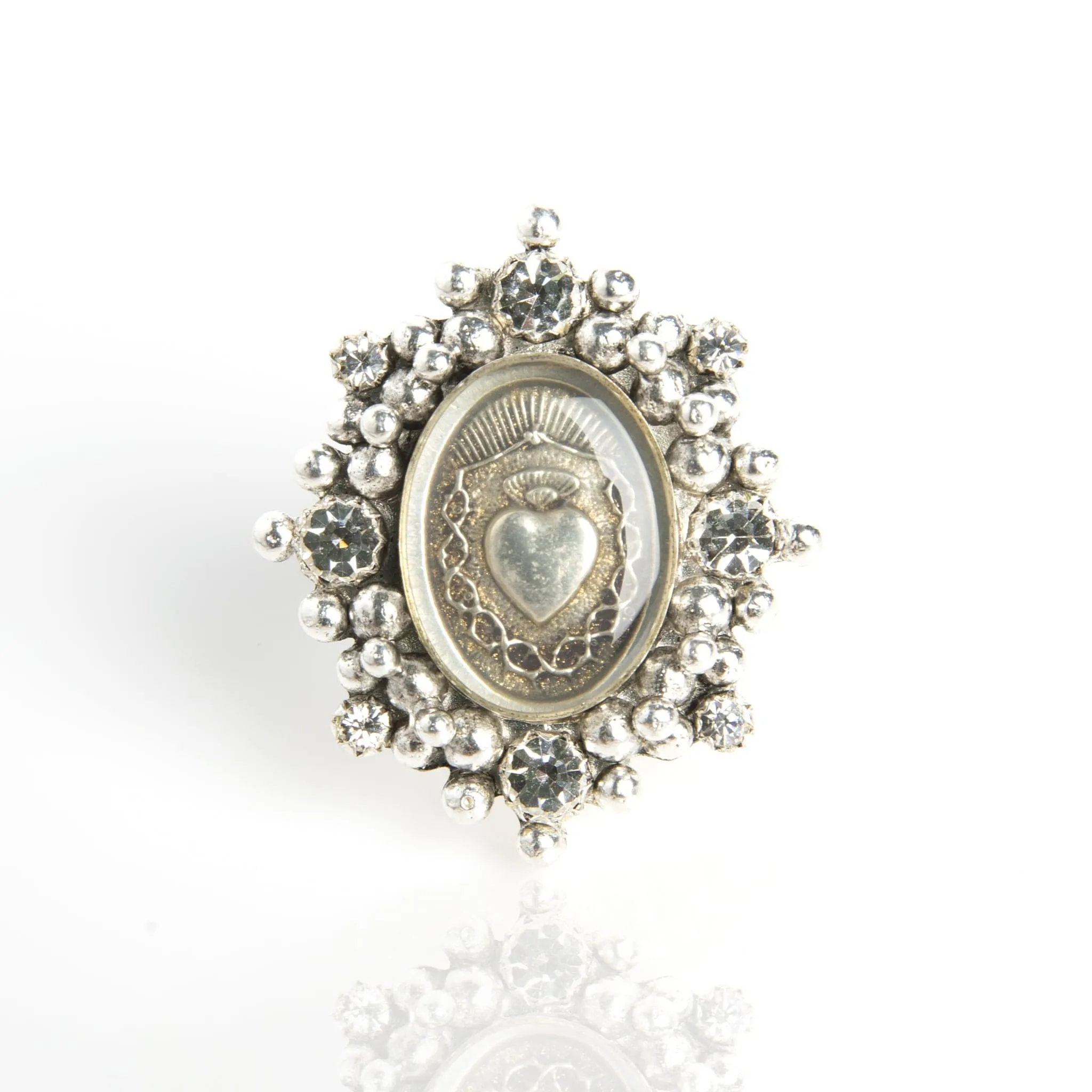 Oval Cloister Sacred Heart Ring