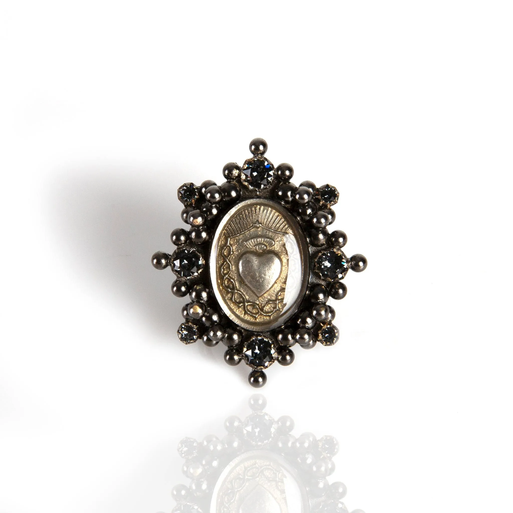 Oval Cloister Sacred Heart Ring