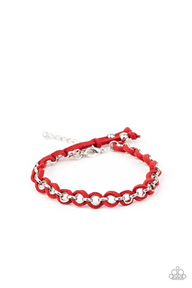 Paparazzi Bracelet ~ SUEDE Side to Side - Red