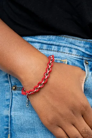 Paparazzi Bracelet ~ SUEDE Side to Side - Red