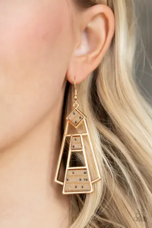 Paparazzi Earring ~ Retro Minimalist - Gold