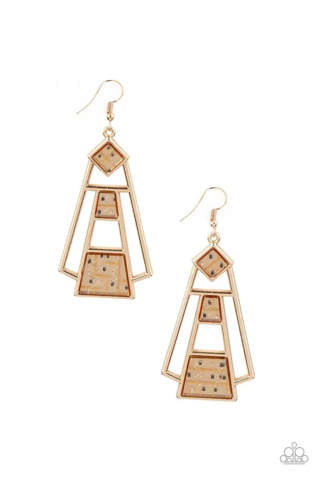 Paparazzi Earring ~ Retro Minimalist - Gold