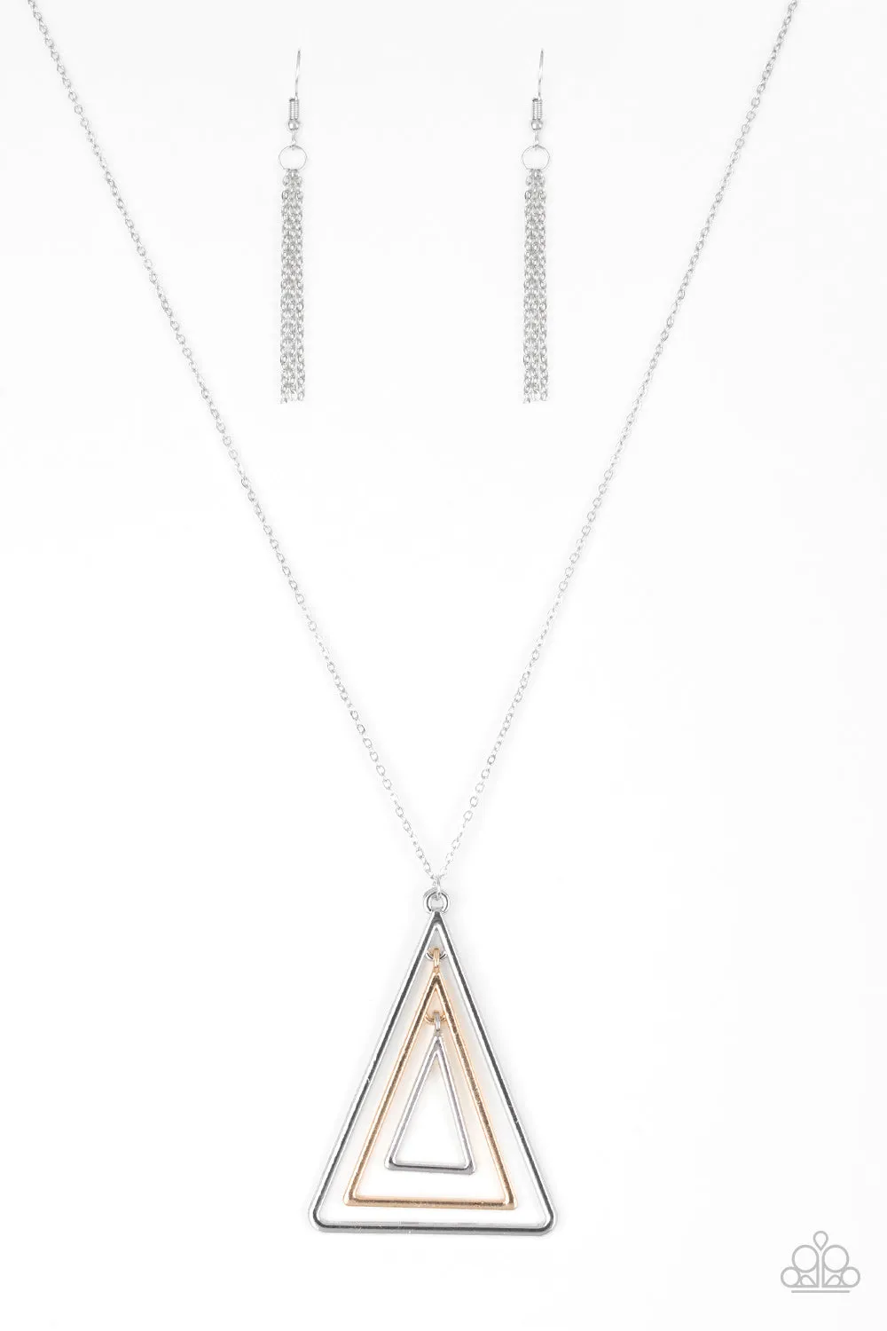 Paparazzi TRI Harder Silver Necklace Set