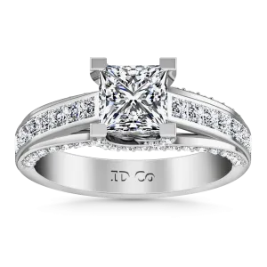 Pave Princess Cut Diamond Engagement Ring Isabella 14K White Gold