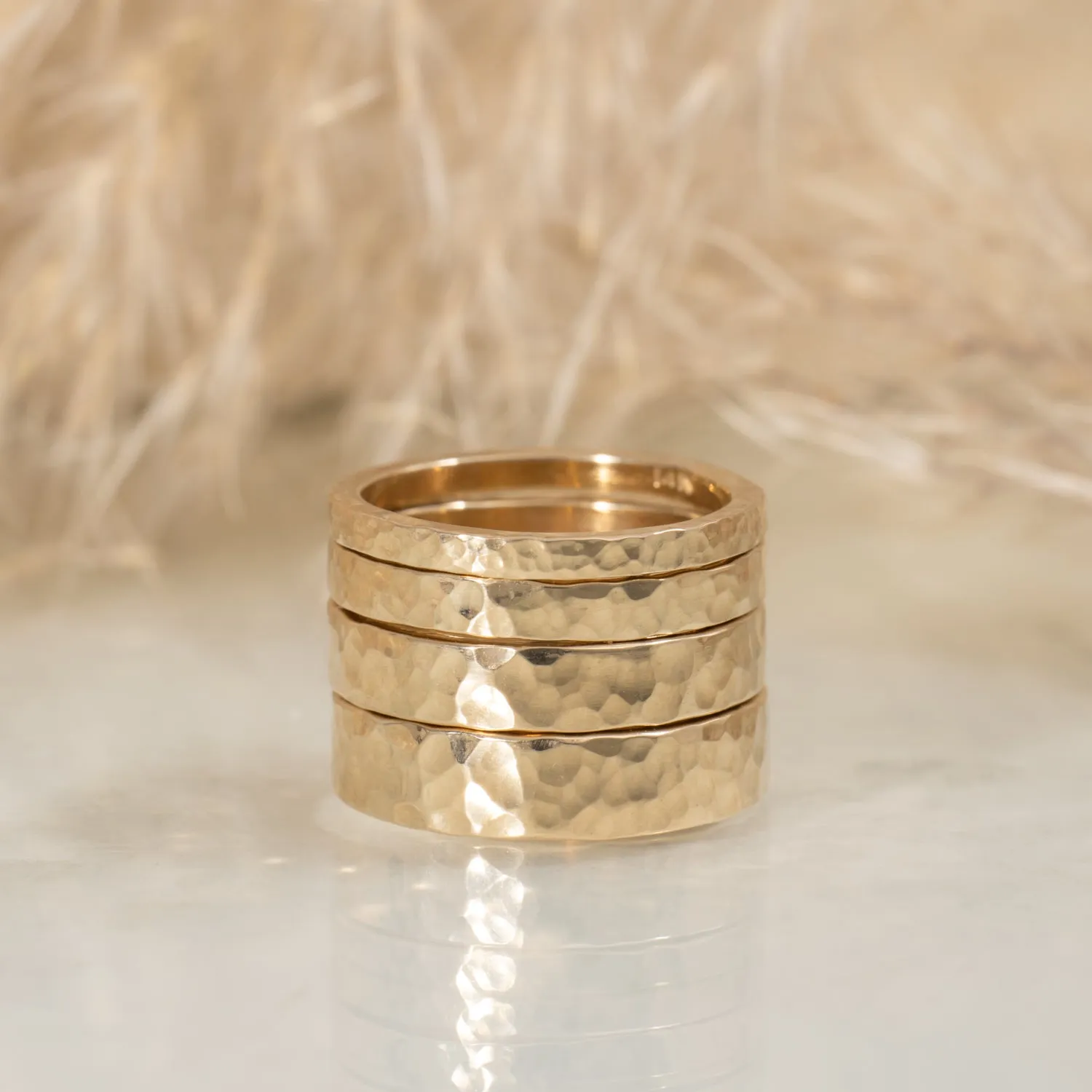 Pebble 2mm gold wedding band