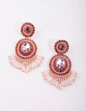 Pink Beaded Drop Earrings