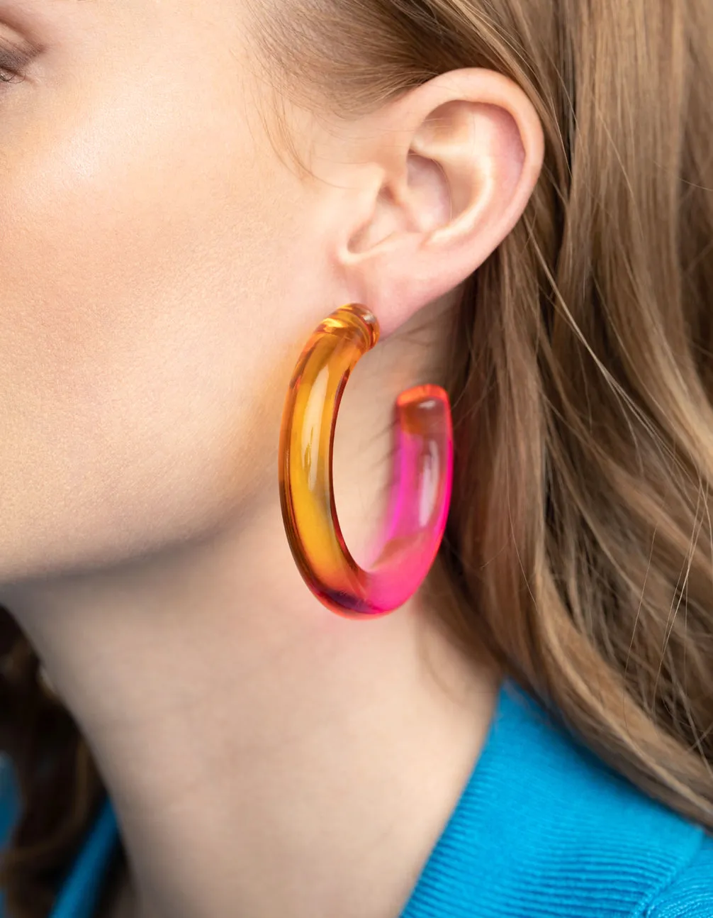 Pink Tube 62mm Hoop Earrings