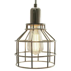 Plug-In Nickel Cage Pendant Lamp - 15 ft. Clear Cord and On/Off Switch