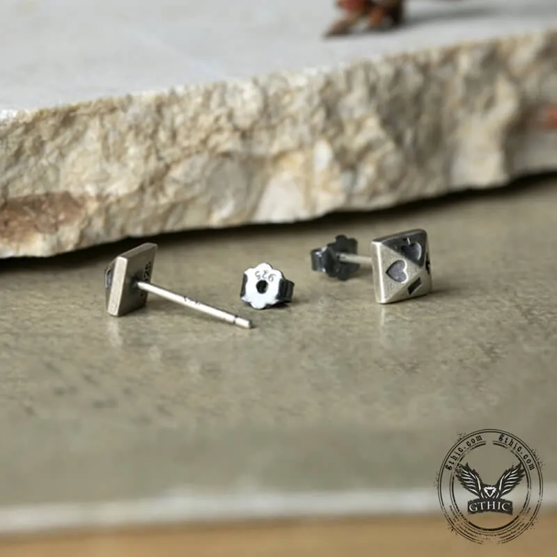 Poker Design Sterling Silver Stud Earrings