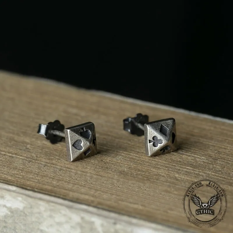 Poker Design Sterling Silver Stud Earrings