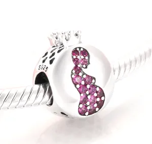 Pregnant Mom Pink Cubic Zirconia Crown Charm 925 Sterling Silver