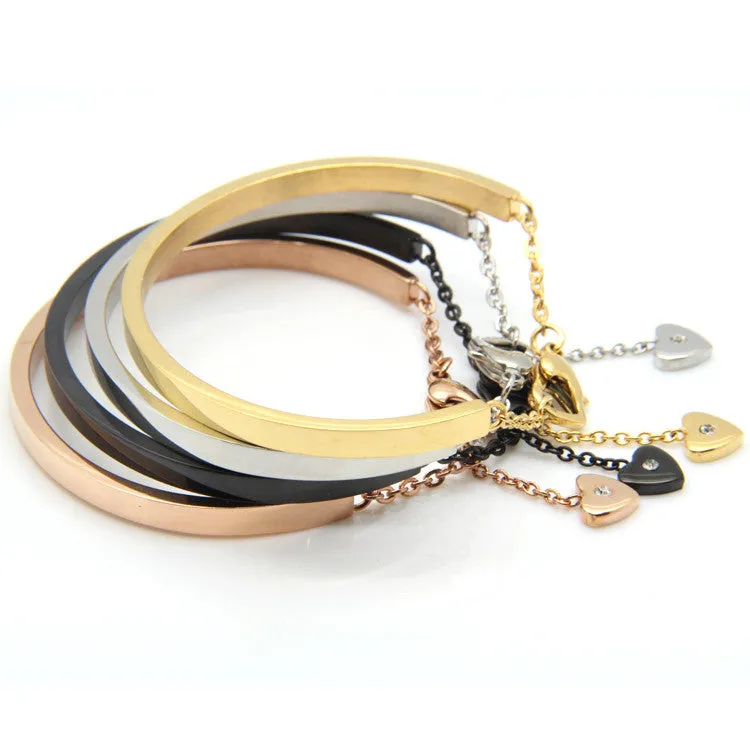 Pretty Lady Gold Bangle Women's Lover Bracelet Jewelry Metal Bracelets Bangles Heart-Shaped Accessories