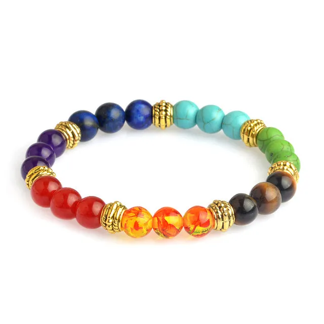 QIHE JEWELRY Multicolor 7 Chakra Healing Balance Beads Bracelet Yoga Life Energy Natural Stone Bracelet Women Men Casual Jewelry