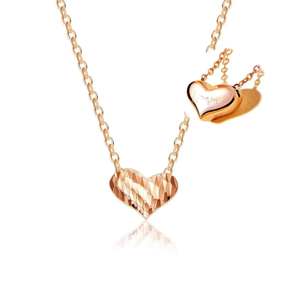 "Heart To Heart" Engraved Love Letter 18K Gold Necklace