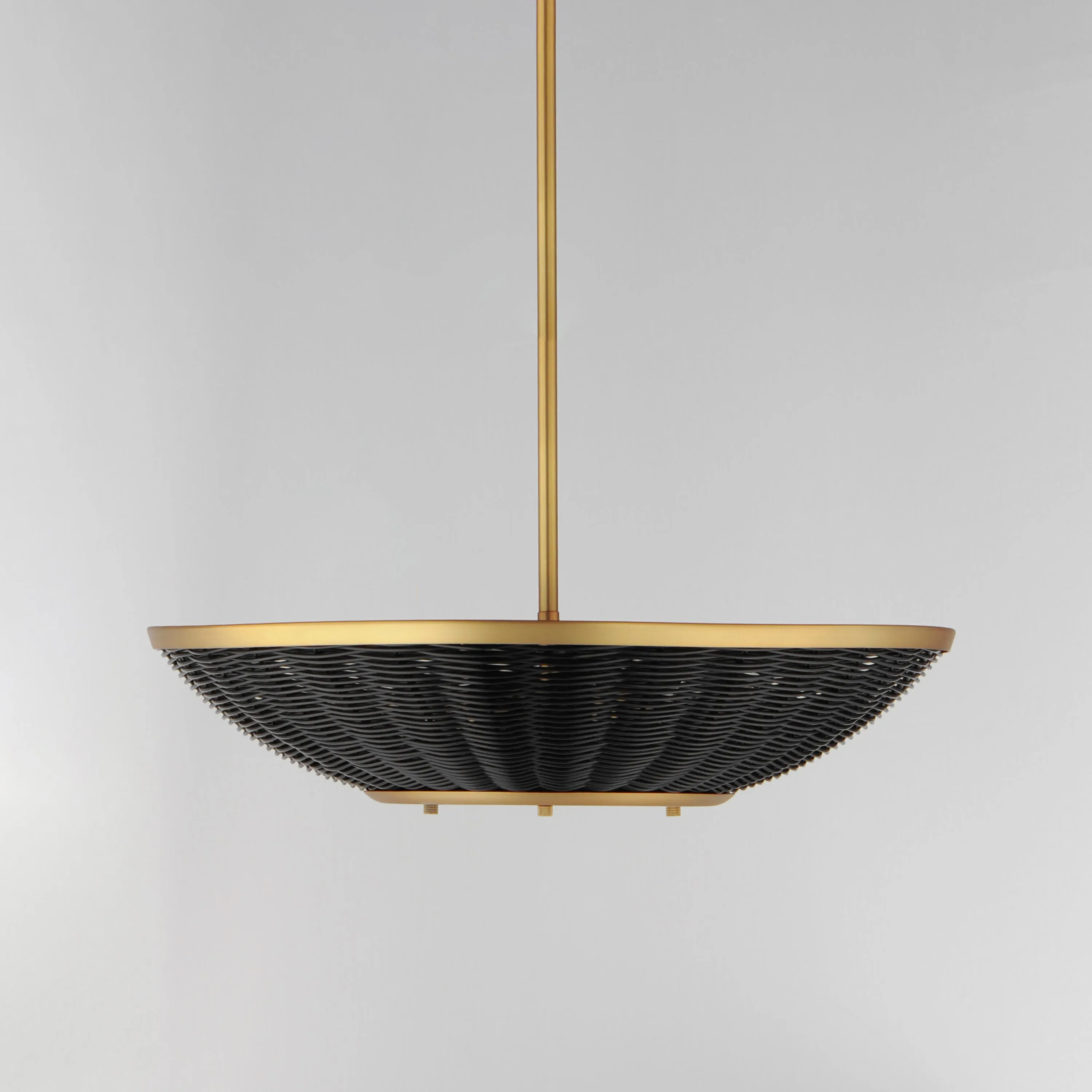 Rattan 20" 3-Light Pendant, Natural Aged Brass