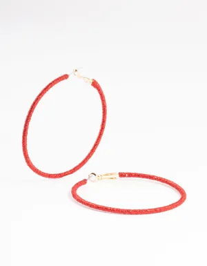 Red Shiny 55mm Hoop Earrings