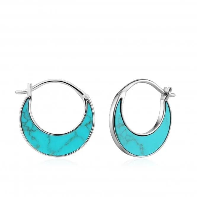 Rhodium Tidal Turquoise Crescent Earrings E027-07H