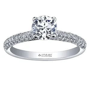 Round Canadian Diamond Ring with Pavé Band