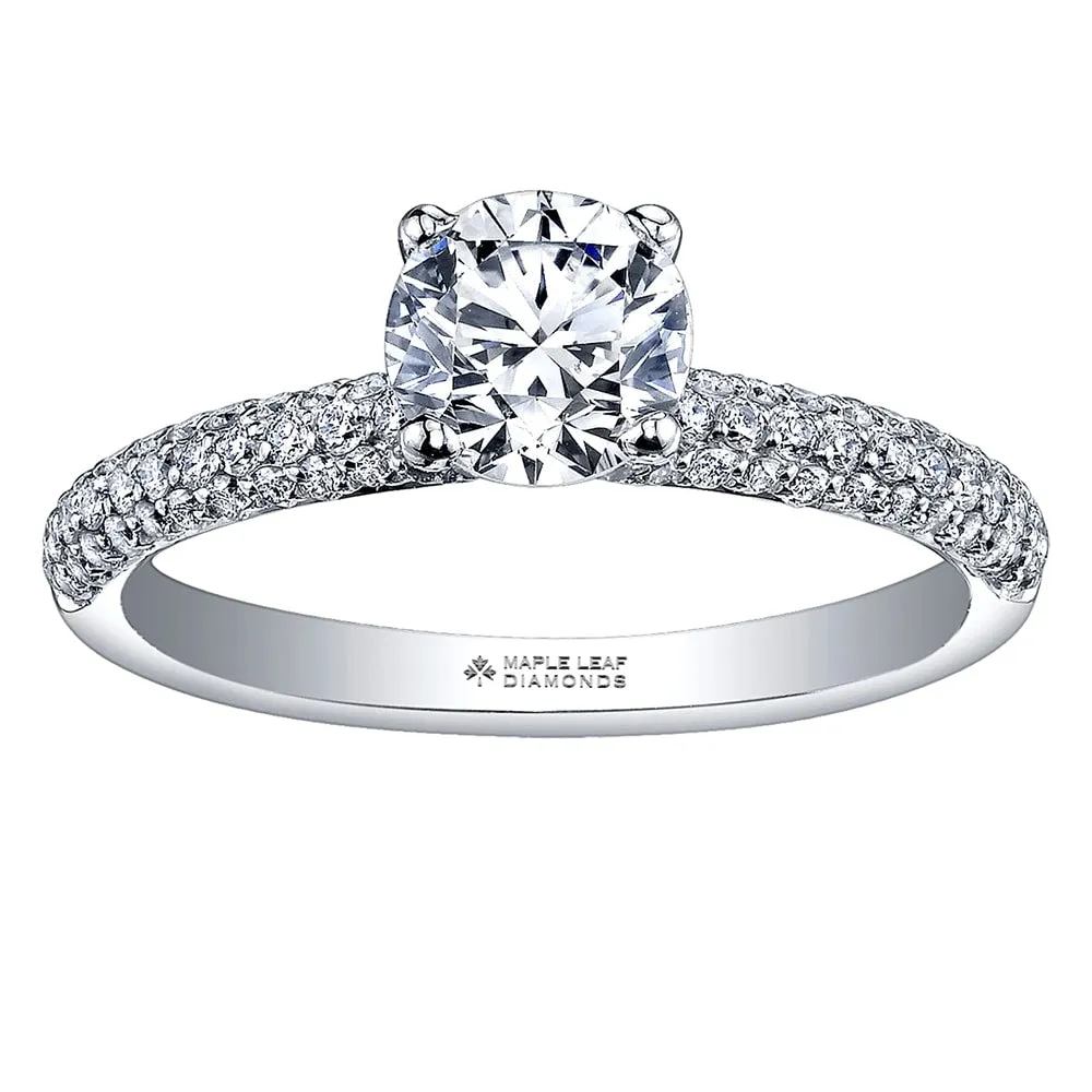 Round Canadian Diamond Ring with Pavé Band