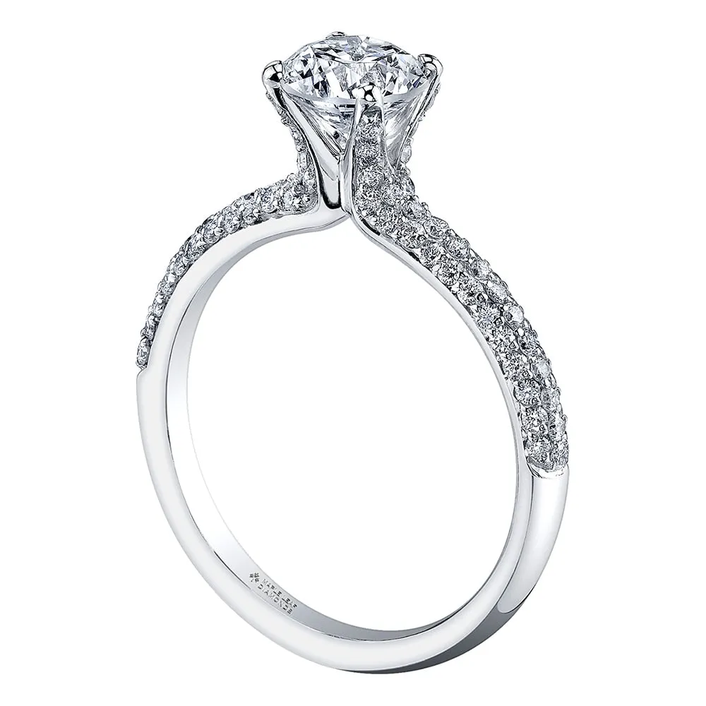 Round Canadian Diamond Ring with Pavé Band