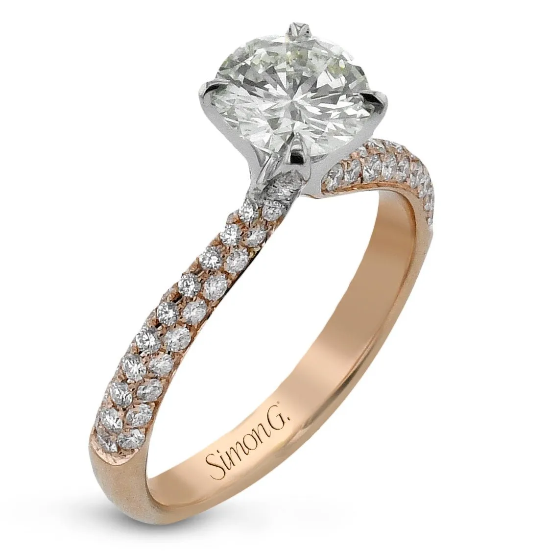 Round-Cut Engagement Ring In Platinum With Diamonds