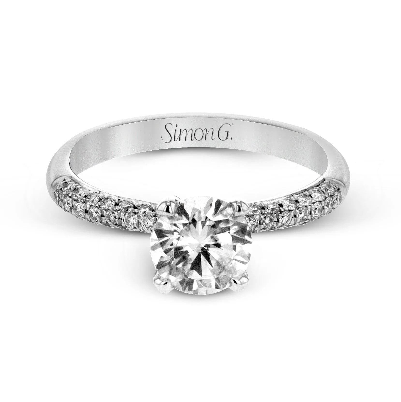 Round-Cut Engagement Ring In Platinum With Diamonds