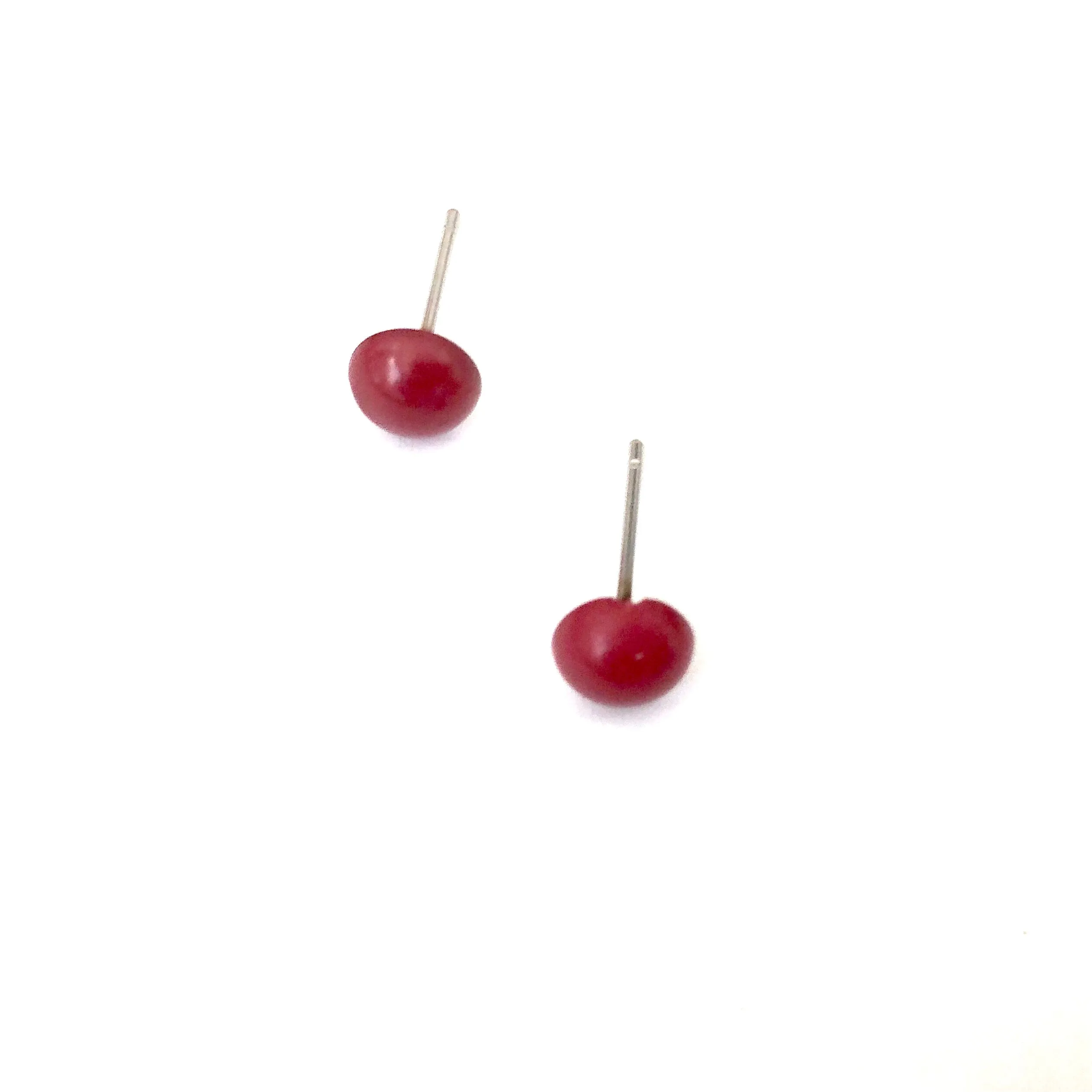 Ruby Red Retro Button Earrings