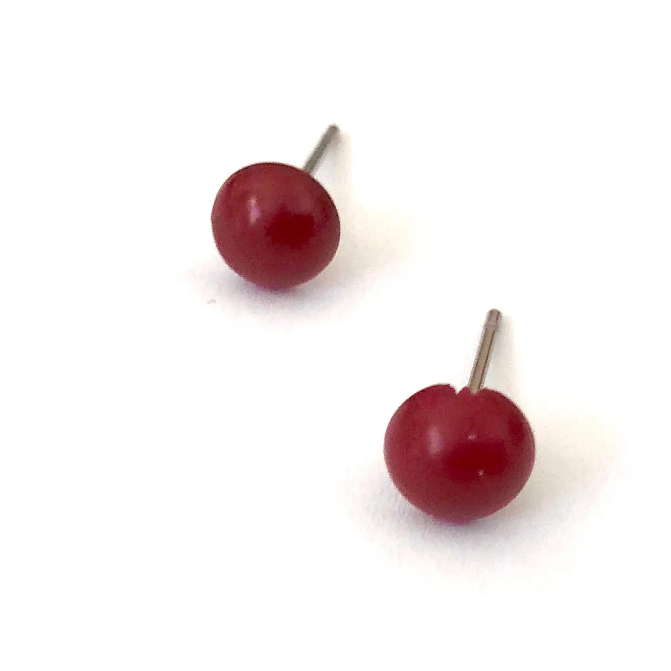 Ruby Red Retro Button Earrings