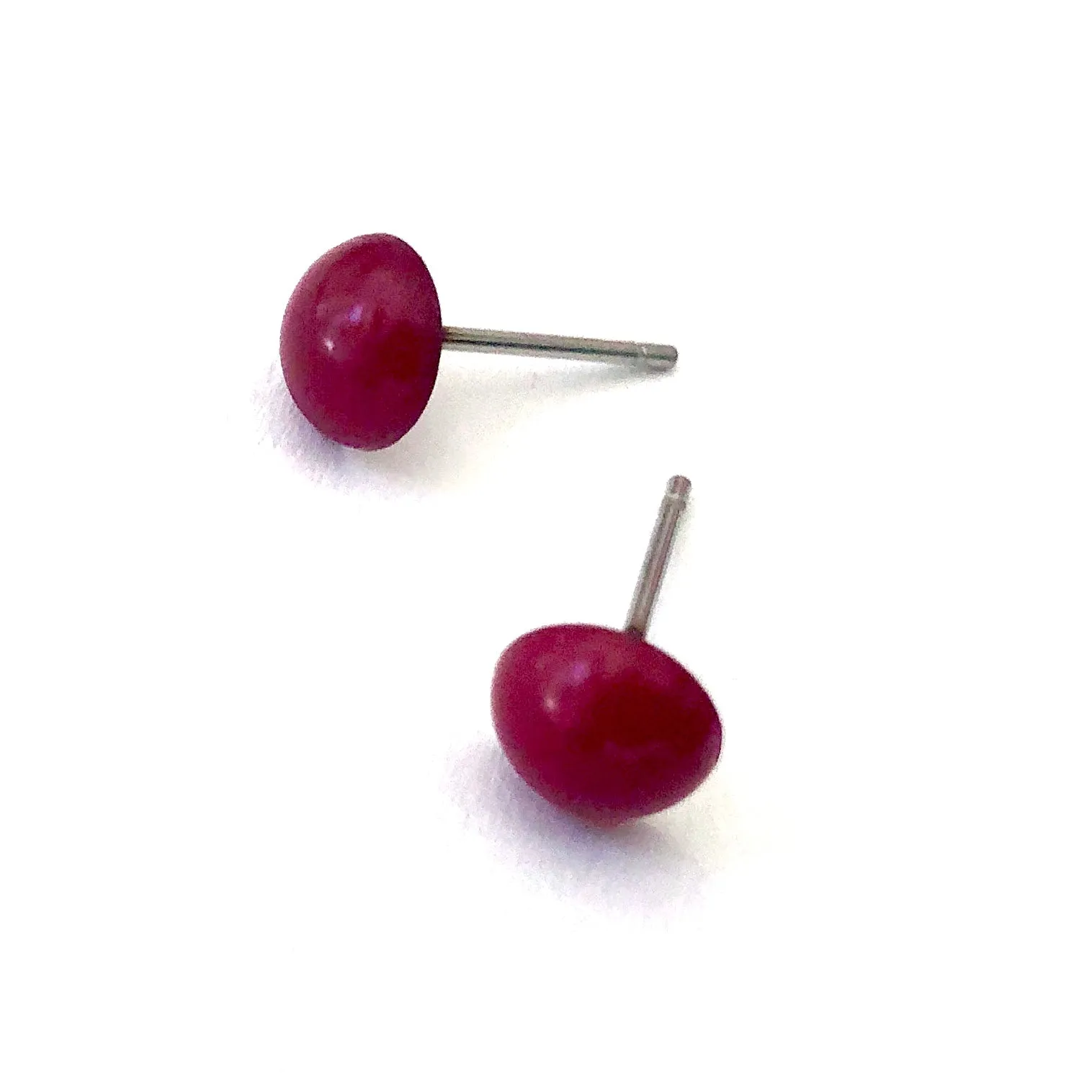 Ruby Red Retro Button Earrings