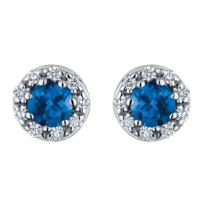 Sapphire and Diamond Stud Earrings