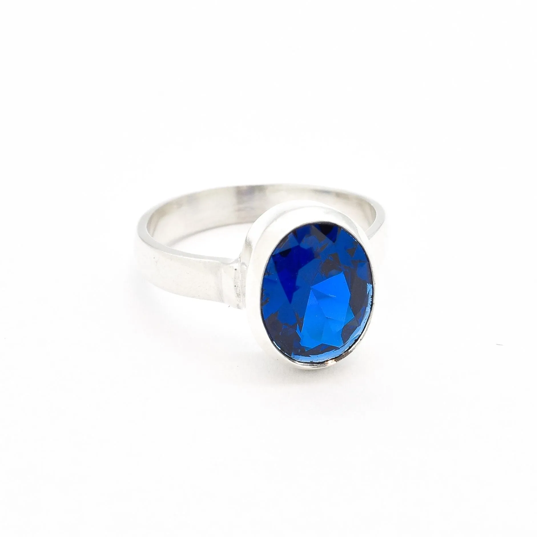 Sapphire Oval Ring - Blue Bezel Ring - September Birthstone Ring