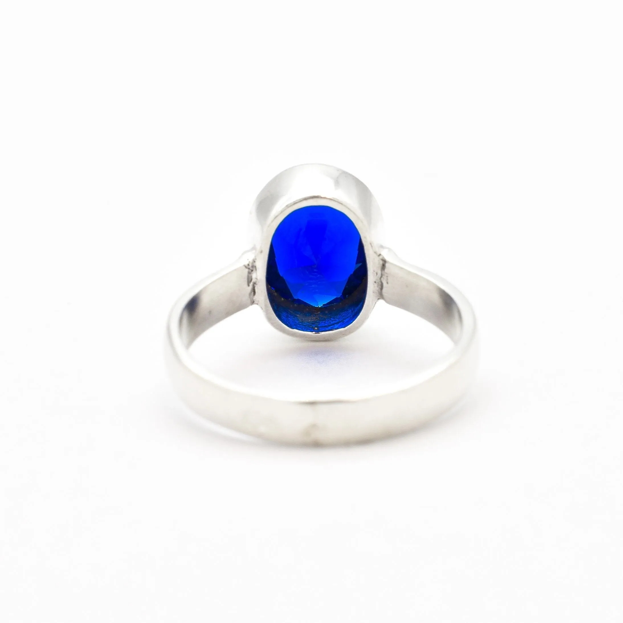 Sapphire Oval Ring - Blue Bezel Ring - September Birthstone Ring