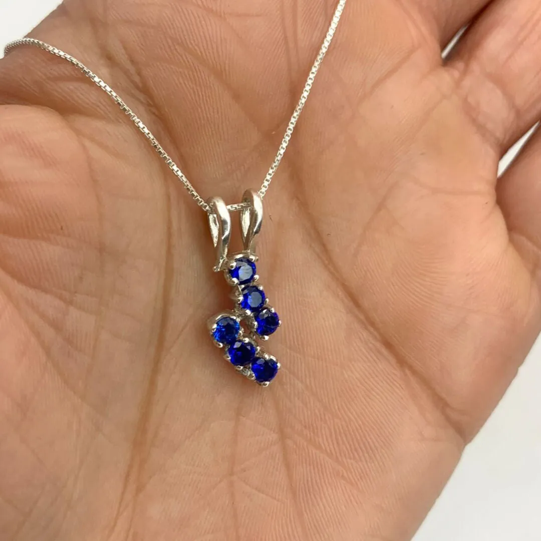 Sapphire Pendant, Created Sapphire Necklace, September Birthstone