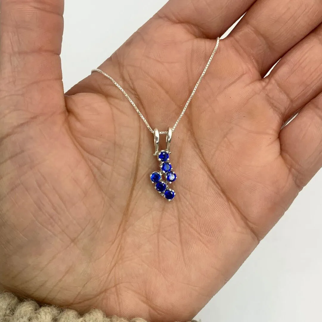 Sapphire Pendant, Created Sapphire Necklace, September Birthstone