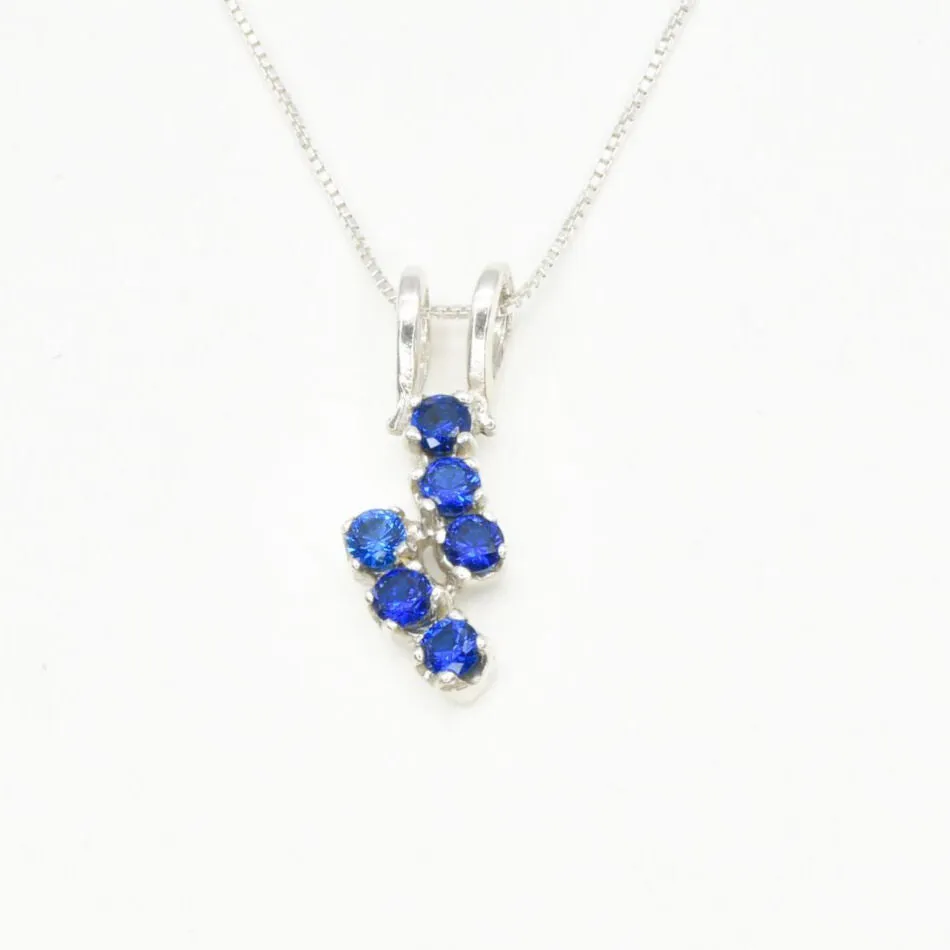 Sapphire Pendant, Created Sapphire Necklace, September Birthstone