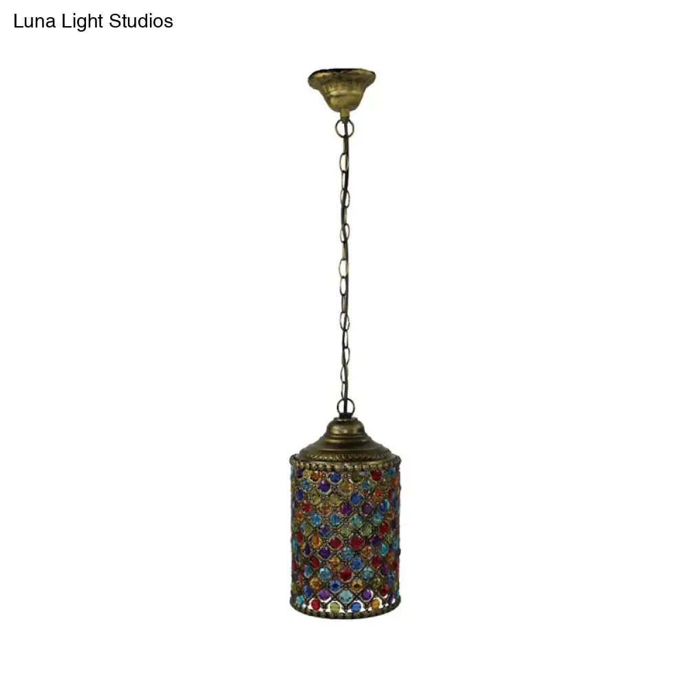 Serenity - Vintage Vintage Cylinder Suspension Pendant Light 1 Light Metal Hanging Lamp in Bronze for Living Room