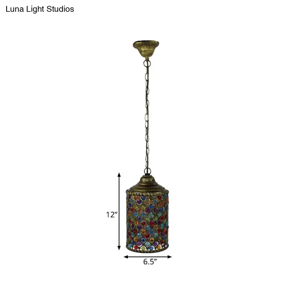 Serenity - Vintage Vintage Cylinder Suspension Pendant Light 1 Light Metal Hanging Lamp in Bronze for Living Room