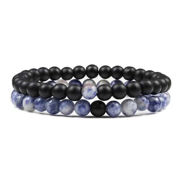 Set Unisex Yoga Bracelets (Black, White, Natural Lava Stone, Tiger Eye)