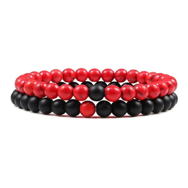 Set Unisex Yoga Bracelets (Black, White, Natural Lava Stone, Tiger Eye)