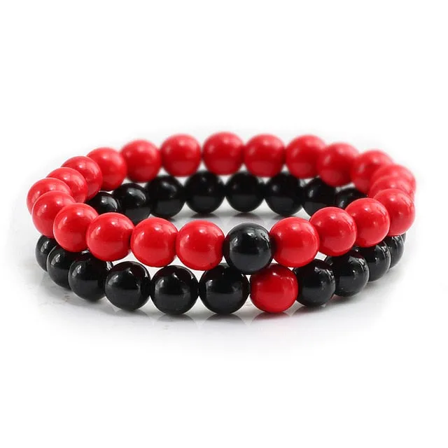 Set Unisex Yoga Bracelets (Black, White, Natural Lava Stone, Tiger Eye)