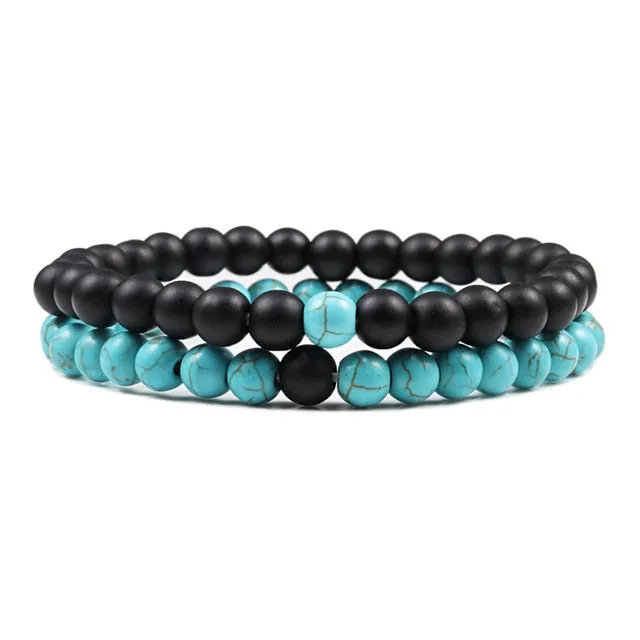 Set Unisex Yoga Bracelets (Black, White, Natural Lava Stone, Tiger Eye)