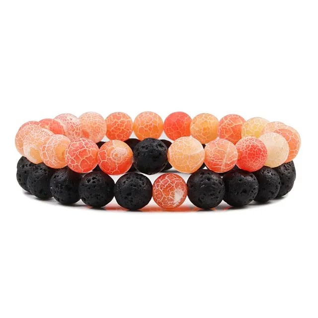 Set Unisex Yoga Bracelets (Black, White, Natural Lava Stone, Tiger Eye)