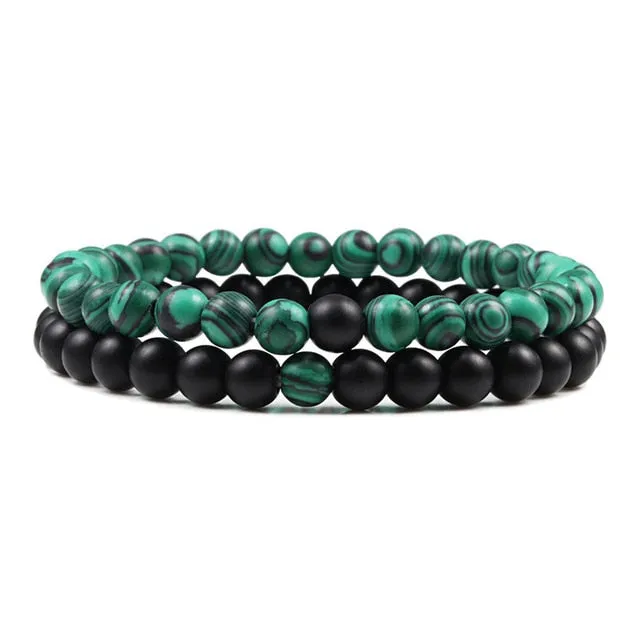 Set Unisex Yoga Bracelets (Black, White, Natural Lava Stone, Tiger Eye)