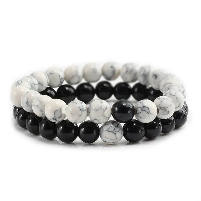 Set Unisex Yoga Bracelets (Black, White, Natural Lava Stone, Tiger Eye)