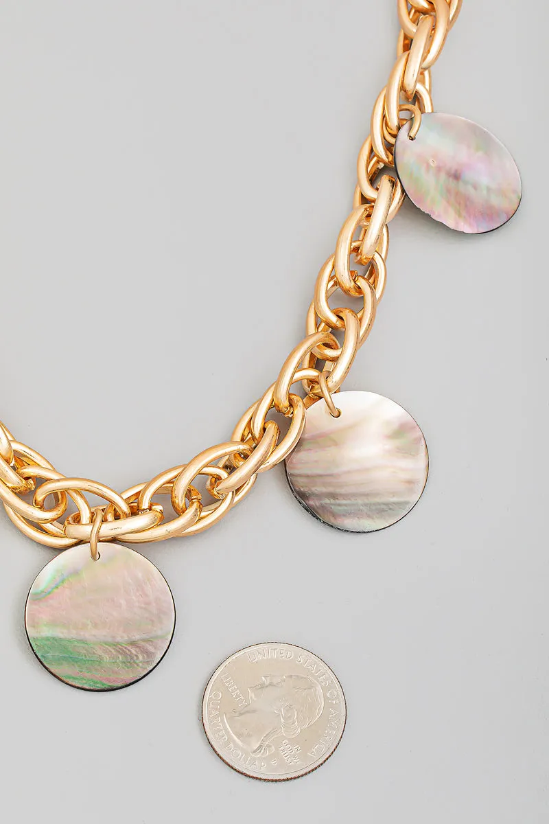 Shell Disc Station Chain Necklace