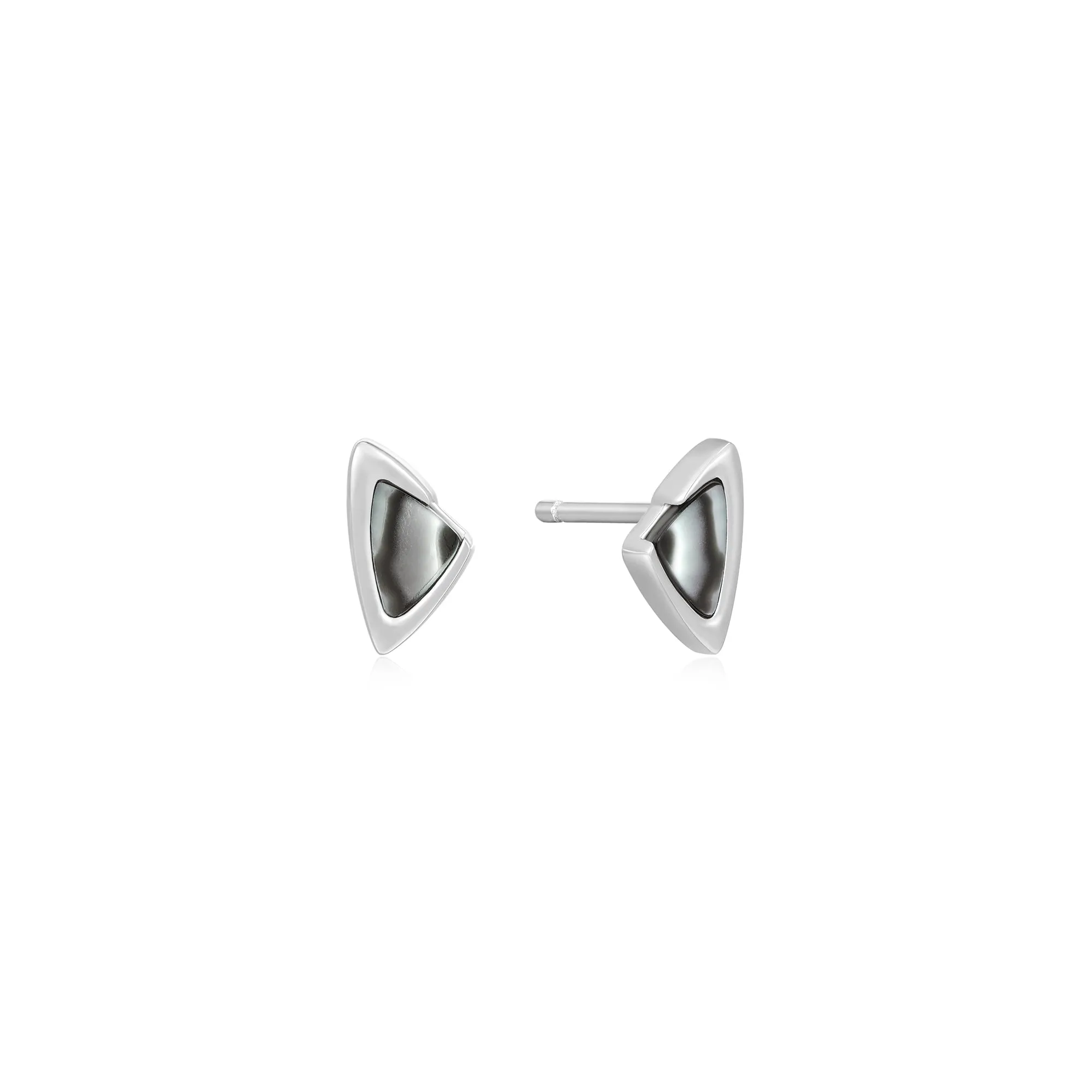 Silver Arrow Black Mother of Pearl Stud Earrings