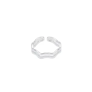 Silver Double Line Wavy Ring